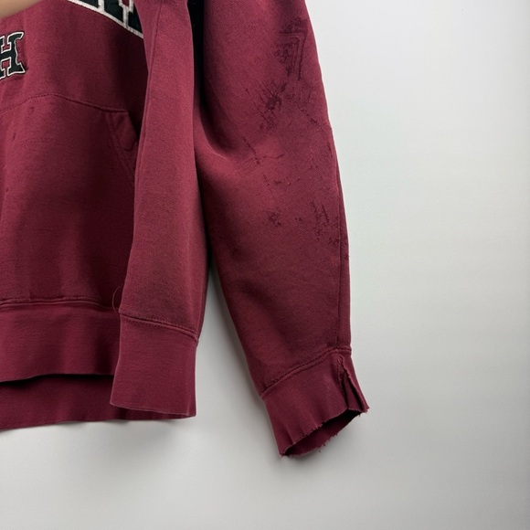 Vintage Harvard Hoodie • 2XL Maroon Embroidered Pullover by J. America - Picture 6 of 10